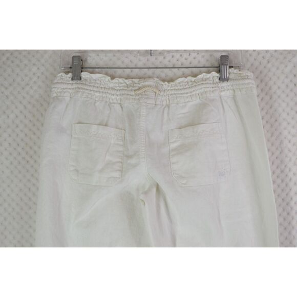 Roxy Oceanside Women's Medium White Linen Blend Beach Pants - Picture 7 of 16